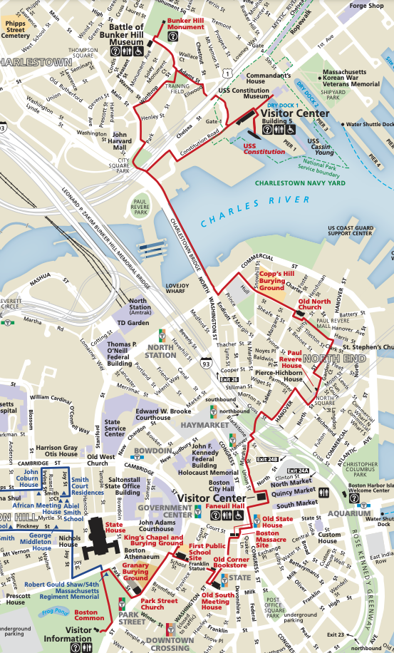 Carte du Freedom Trail de Boston