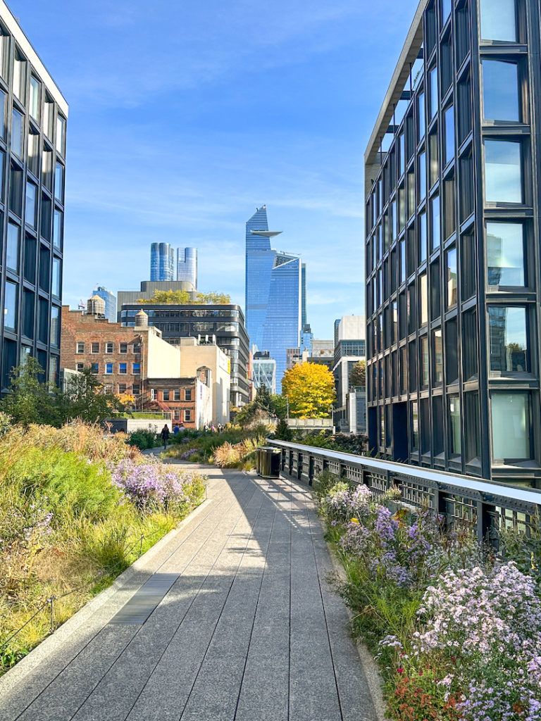 High Line à New York avec The Edge en arrière plan