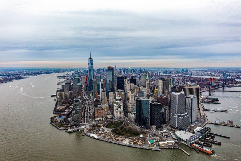 Vue de Manhattan depuis un hélicoptère à New York