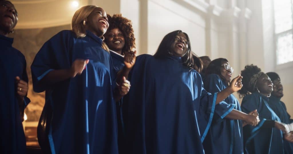 Chanteuses de messe gospel dans le quartier Harlem à New York